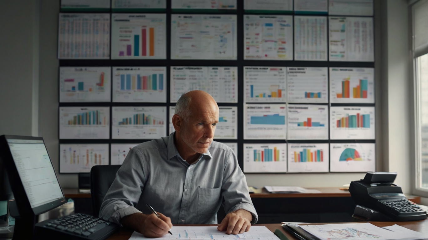 Financial audit professional analyzing data